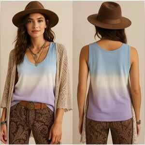 Johnny Was EUC Ombre Knit Tank Top Size M Cotton Scoop
Neck Boho Beachy